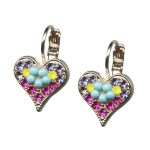 Mariana Earrings Heart Shaped Tanzanite, Fuchsia, Turq, & Yellow Opal Austrian Crystals Cuba Caribbean Life Coll. - Image 3