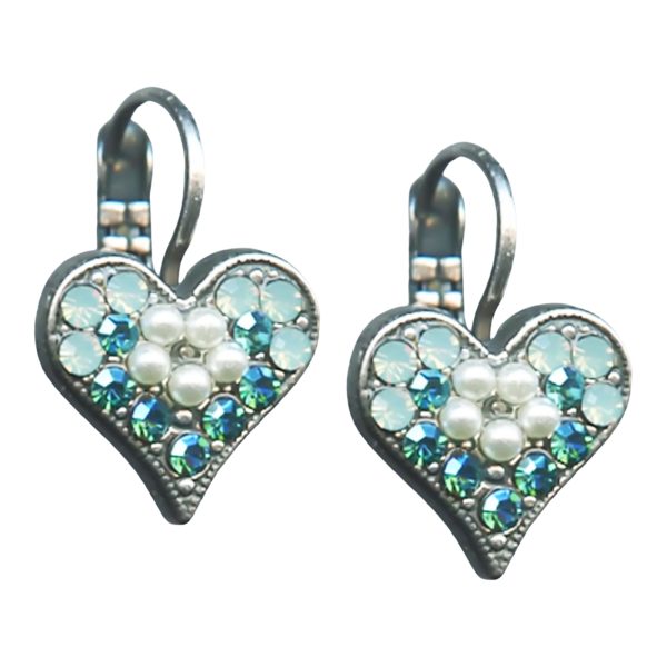 Earrings By Mariana Woman Lovely Pearl Mineral and Aquamarine and Opal Swarovski Crystals