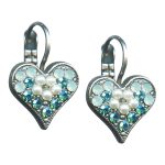 Earrings By Mariana Woman Lovely Pearl Mineral and Aquamarine and Opal Swarovski Crystals - Image 3