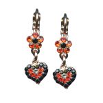 Earrings By Mariana Caribbean Life Coll. Floral Heart Jet and Aquamarine Swarovski Crystals - Image 3