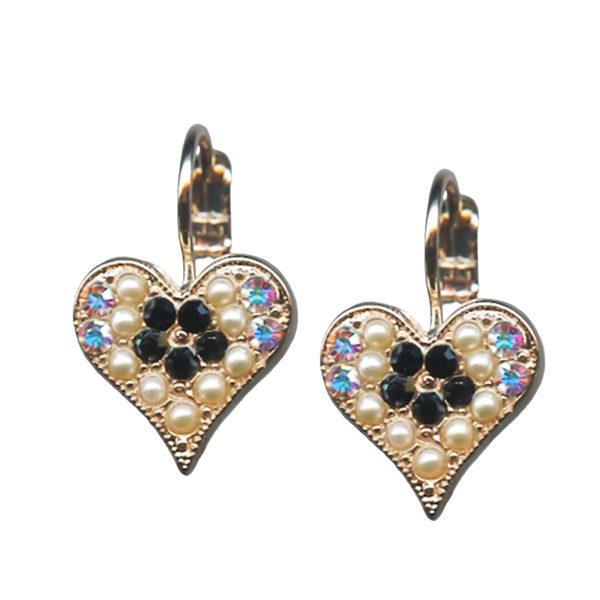 Earrings By Mariana Woman Charming Cream Pearl and Jet Swarovski Crystals