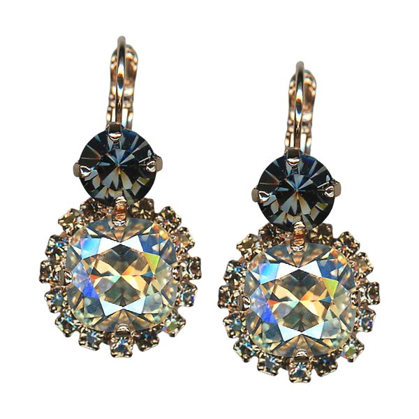 Mariana Earrings Luxurious Silver Night & Golden Shadow Austrian Crystals Zulu Africa Coll.