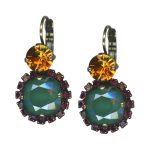 Mariana Earrings Beautiful Palace Green Opal, Amethyst, & Topaz Austrian Crystals Holiday Lights Coll.