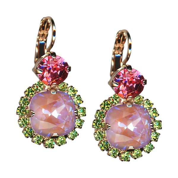 Mariana Earrings Lovely Sun Kissed Lavender, Peridot, & Rose Austrian Crystals Romancing In Rio Summer 2022 Coll.