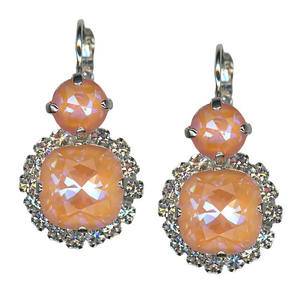 Mariana Earrings Fabulous Sun Kissed Peach & Clear Austrian Crystals My Treasures Coll.