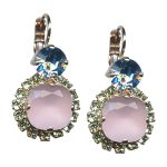 Mariana Earrings Stunning Rose Opal, Aquamarine, & Chrysolite Austrian Crystals Spring Flowers Nature Coll.