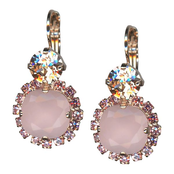 Mariana Earrings Precious Rose Opal, Lt Rose, & Vintage Rose Austrian Crystals Antigua Caribbean Life Coll.