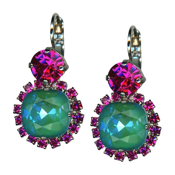 Mariana Earrings Sophisticated Laguna Delite & Fuchsia Austrian Crystals My Treasures Coll.