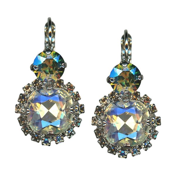 Earrings By Mariana Woman Glitzy Luminous Green and Moonlight Swarovski Crystals