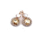 Mariana Earrings Beautiful White Shell Mineral, Golden Shadow, & Clear Austrian Crystals Aurora Odyssey Coll. - Image 3