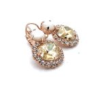 Mariana Earrings Beautiful White Shell Mineral, Golden Shadow, & Clear Austrian Crystals Aurora Odyssey Coll. - Image 2
