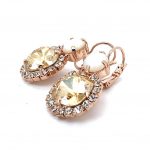 Mariana Earrings Beautiful White Shell Mineral, Golden Shadow, & Clear Austrian Crystals Aurora Odyssey Coll.