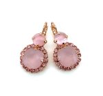 Earrings By Mariana Love Joy Of Life Coll. Precious Rose Quartz Mineral, Rose Opal, & Lt Rose Austrian Crystals