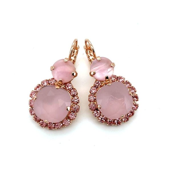 Earrings By Mariana Love Joy Of Life Coll. Precious Rose Quartz Mineral, Rose Opal, & Lt Rose Austrian Crystals