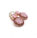Earrings By Mariana Love Joy Of Life Coll. Precious Rose Quartz Mineral, Rose Opal, & Lt Rose Austrian Crystals - Image 3