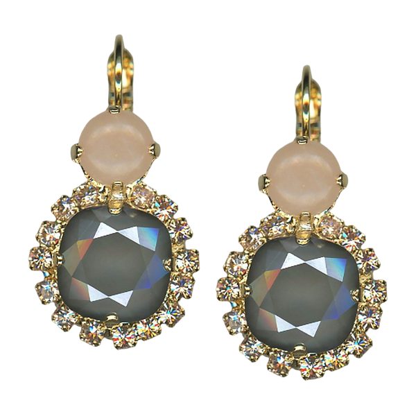 Earrings By Mariana Woman Classy Aventurine Mineral and Peach Swarovski Crystals