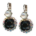 Mariana Earrings Fab White Shell Mineral, Jet Black, & AB Austrian Crystals Eclipse Mystique Winter 2019 Coll.