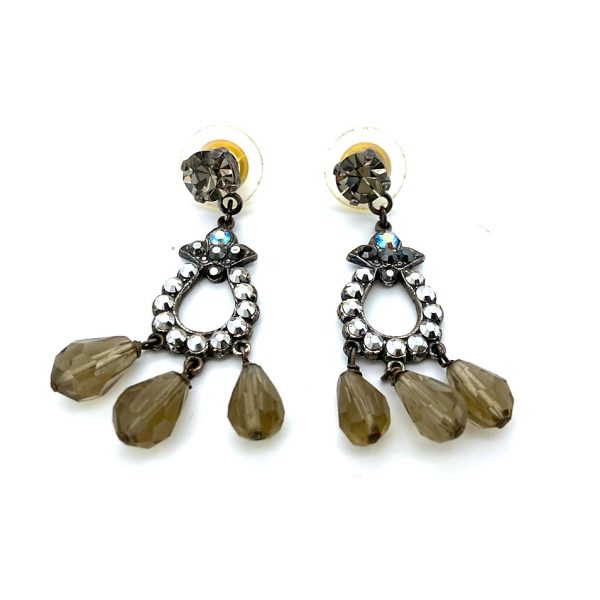 Mariana Earrings Dangling Black Diamond, Jet Black, AB, & Jet Hematite Austrian Crystals Inspiration Coll.