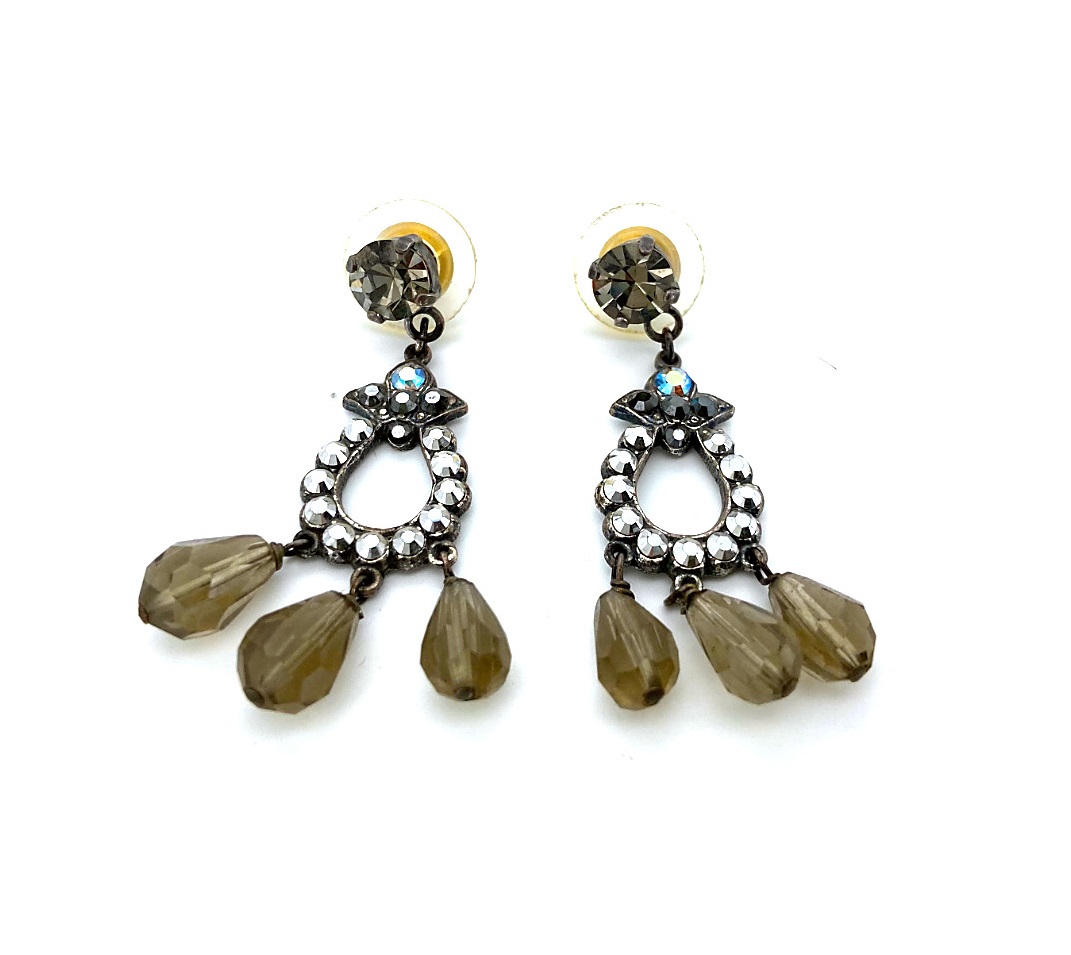 E-1333-747-SP2 (1) Mariana Earrings Dangling Black Diamond, Jet Black, AB, & Jet Hematite Austrian Crystals Inspiration Coll. - Image 1