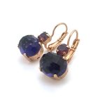Mariana Earrings Adorable Amethyst Mineral & Burgundy Austrian Crystals My Treasures Coll. - Image 2