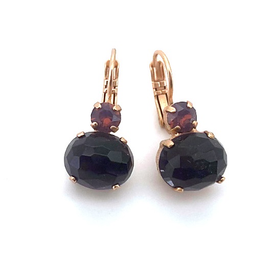 Mariana Earrings Adorable Amethyst Mineral & Burgundy Austrian Crystals My Treasures Coll.