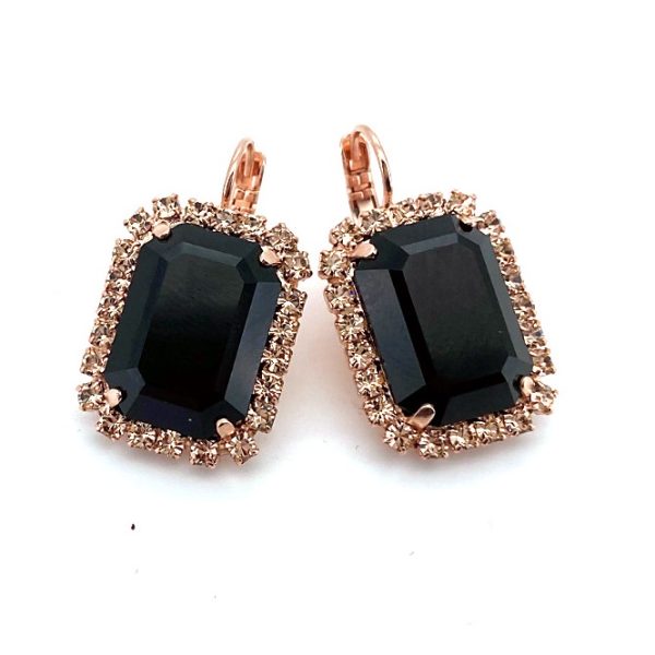 Earrings By Mariana Woman Luxurious Jet Black and Peach Swarovski Crystals