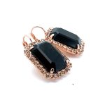Earrings By Mariana Woman Luxurious Jet Black and Peach Swarovski Crystals - Image 4