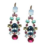 Mariana Earrings Glamorous Rose, White Opal, Sapphire, Jonquil, & Turq Austrian Crystals Margarita Cocktail Hour Coll.