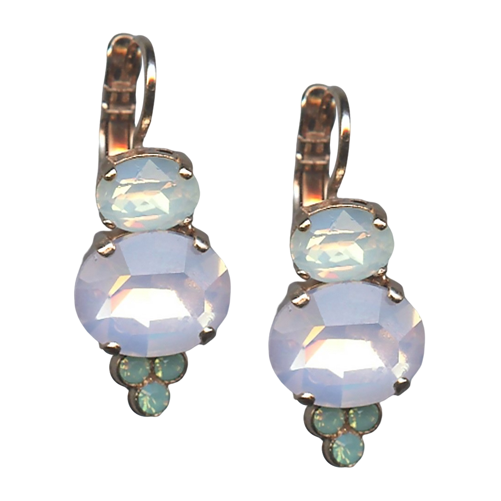 E-1413-3-1063-RG6(1) Mariana Earrings Lovely Pink, White & Pacific Opal Austrian Crystals Pina Colada Cocktail Hour Coll. - Image 1
