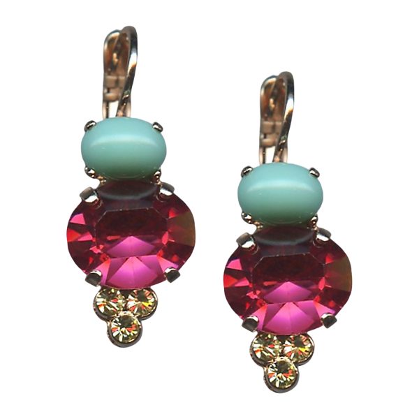 Mariana Earrings Gorgeous Rose, Jonquil, & Turq Austrian Crystals Margarita Cocktail Hour Coll.