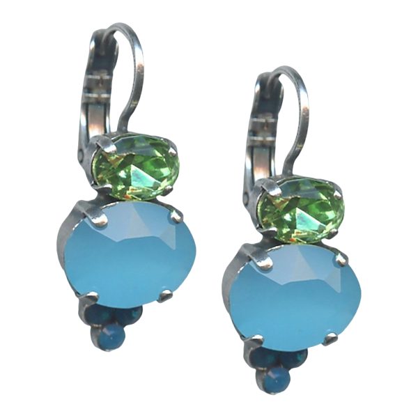 Mariana Earrings Precious Blue Opal, Peridot & Caribbean Blue Opal Austrian Crystals Caprioska Cocktail Hour Coll.