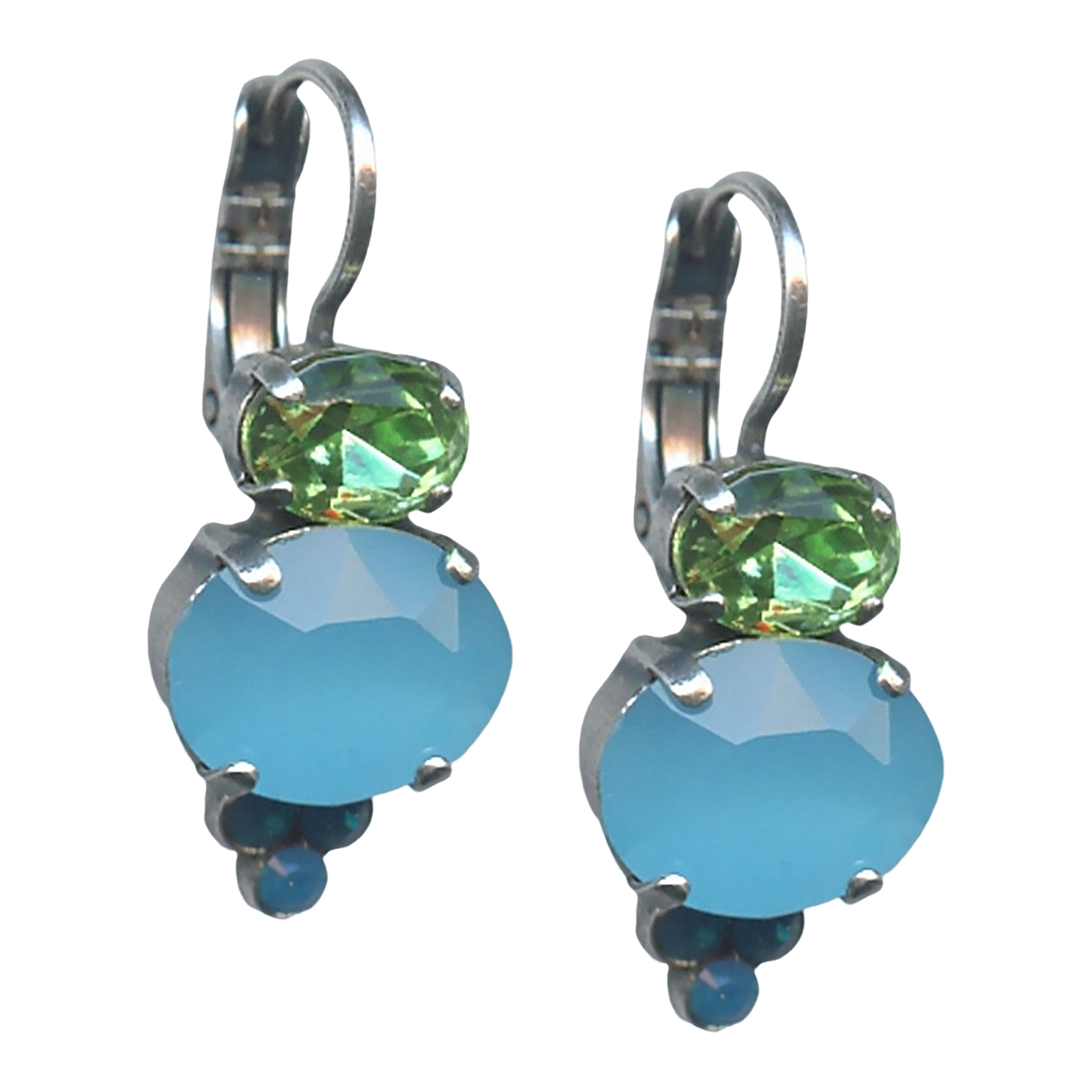 E-1413-3-1066-SP6(1) Mariana Earrings Precious Blue Opal, Peridot & Caribbean Blue Opal Austrian Crystals Caprioska Cocktail Hour Coll. - Image 1