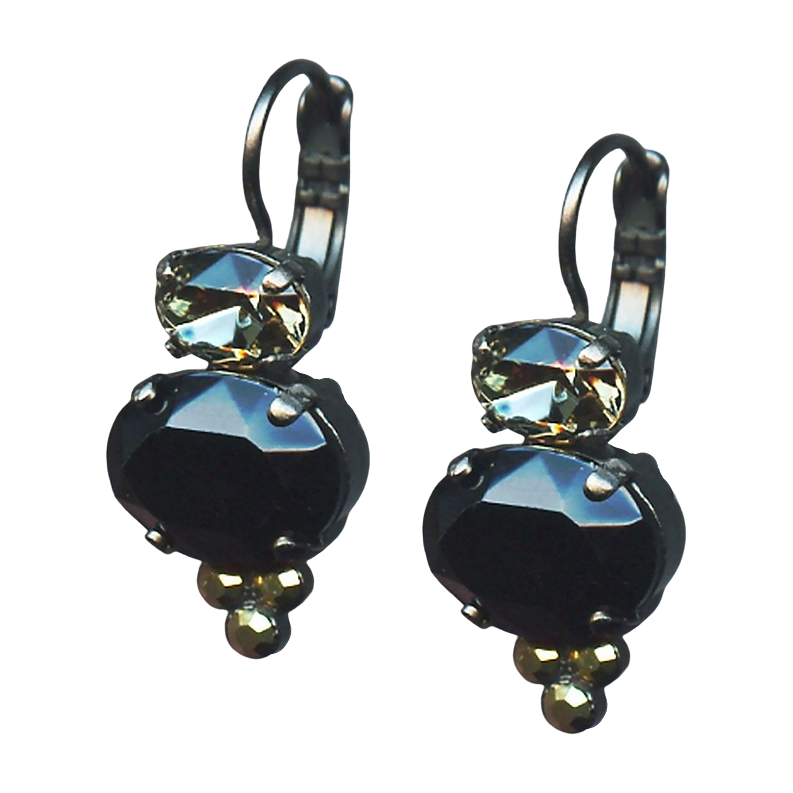 E-1413-3-280-5-SP6(1) Mariana Earrings Fab Jet Black, Silver Night, and Aurum Austrian Crystals Courage Inspiration Coll. - Image 1