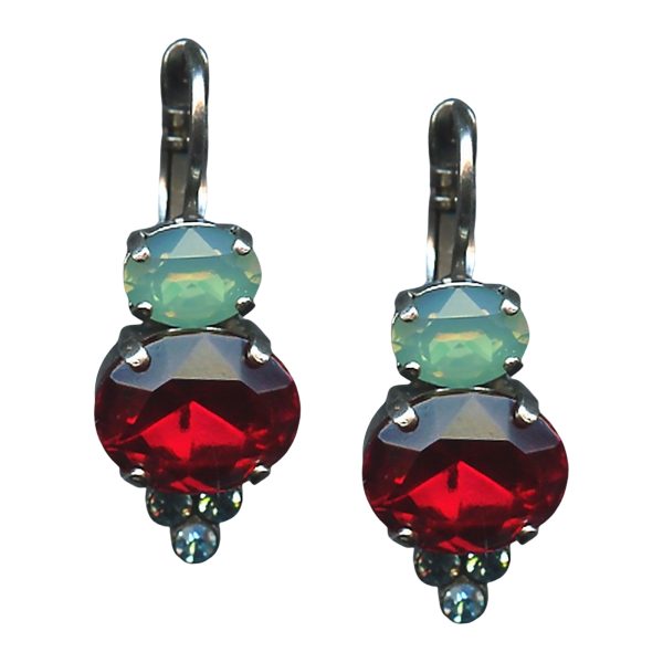Mariana Earrings Alluring Siam, Chrysolite Opal & Aquamarine Austrian Crystals My Treasures Coll.