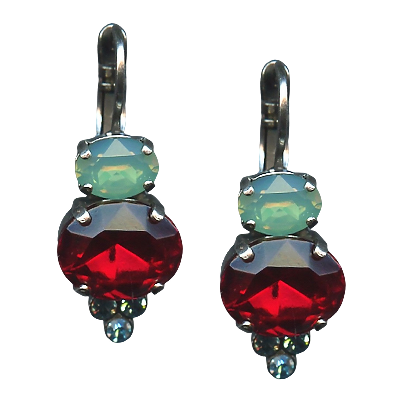 E-1413-3-35111-SP6(1) Mariana Earrings Alluring Siam, Chrysolite Opal & Aquamarine Austrian Crystals My Treasures Coll. - Image 1