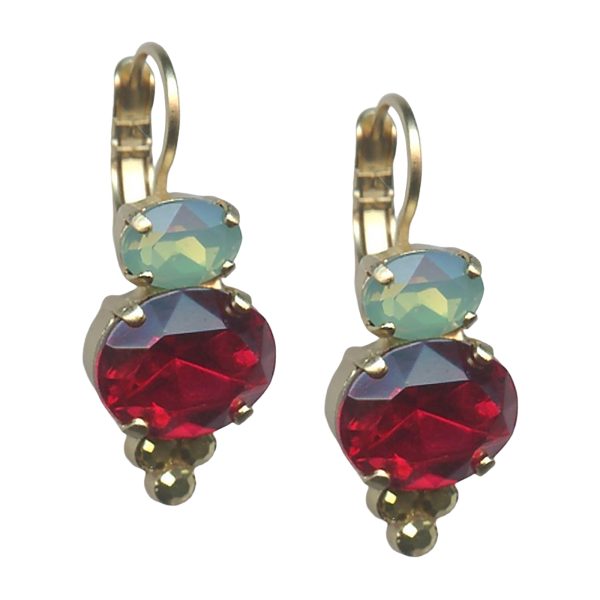 Mariana Earrings Elegant Chrysolite Opal, Ruby, & Aurum Austrian Crystals Dynasty Coll.