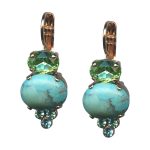 Mariana Earrings Elegant Howlite Chinese Turq Mineral & Peridot Austrian Crystals Caprioska Cocktail Hour Coll.