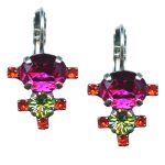 Mariana Earrings Beautiful Fuchsia, Grass Green, & Hyacinth Austrian Crystals Tiger Lily Icons Coll.