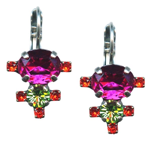 Mariana Earrings Beautiful Fuchsia, Grass Green, & Hyacinth Austrian Crystals Tiger Lily Icons Coll.