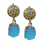 Mariana Earrings Sassy Caribbean Blue Opal, Orange, & Olivine Austrian Crystals Kokomo Songbook Coll. - Image 3