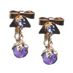 Earrings By Mariana My Treasures Coll. Bow Shaped Amethyst Mineral and Tanzanite Swarovski Crystals - Image 3