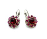 Mariana Earrings Stunning Floral Fuchsia, Padparadscha, & Siam Austrian Crystals Sorbet Delight Winter 2021 Coll.