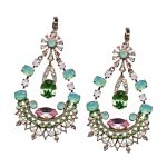 Mariana Earrings Chandelier Greens, Pinks, Clear, & White Opal Austrian Crystals Eternity Nirvana Coll. - Image 2