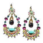 Mariana Earrings Fab Turq Mineral, Fuchsia, Blue Zircon, Sun, Smoked Topaz, & Opals Austrian Crystals Masai Africa Coll. - Image 2