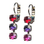Mariana Earrings Triple Tier Siam, Purple Velvet, & Rose Austrian Crystals Xenia Odyssey Coll. - Image 3