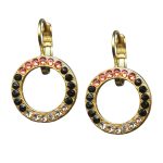 Mariana Earrings Hoop Encrusted Padparadscha, Jet, & Lt Silk Austrian Crystals Pomegranate Silk Road Coll. - Image 3
