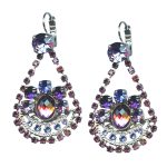 Earrings By Mariana Woman Chandelier Magenta Pink and Deep Purple Swarovski Crystals - Image 2