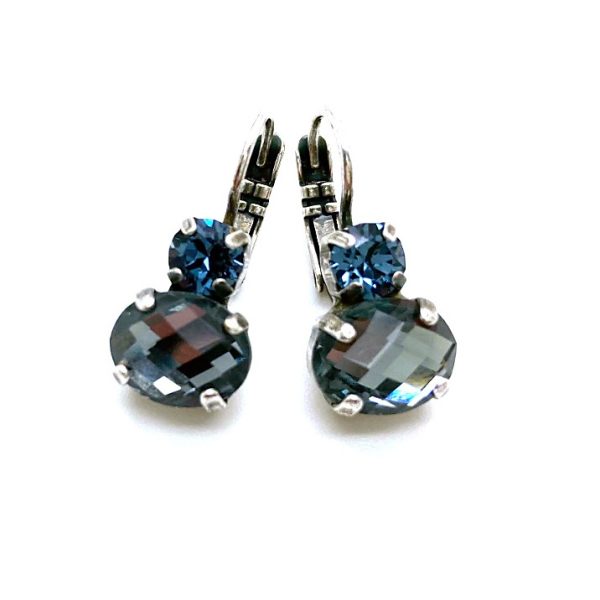 Mariana Earrings Faceted Indian Sapphire & Denim Blue Austrian Crystals My Treasure's Coll.