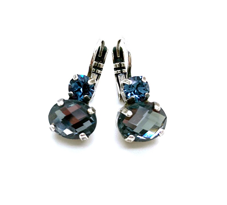 E-1462A-266217-SP6 (3) Mariana Earrings Faceted Indian Sapphire & Denim Blue Austrian Crystals My Treasure's Coll. - Image 1