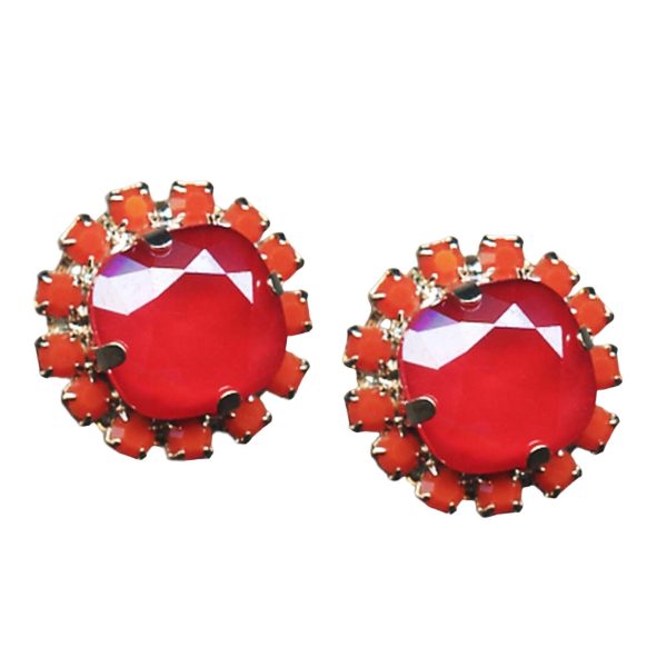 Earrings By Mariana Woman Stunning Royal Red and Coral Swarovski Crystals